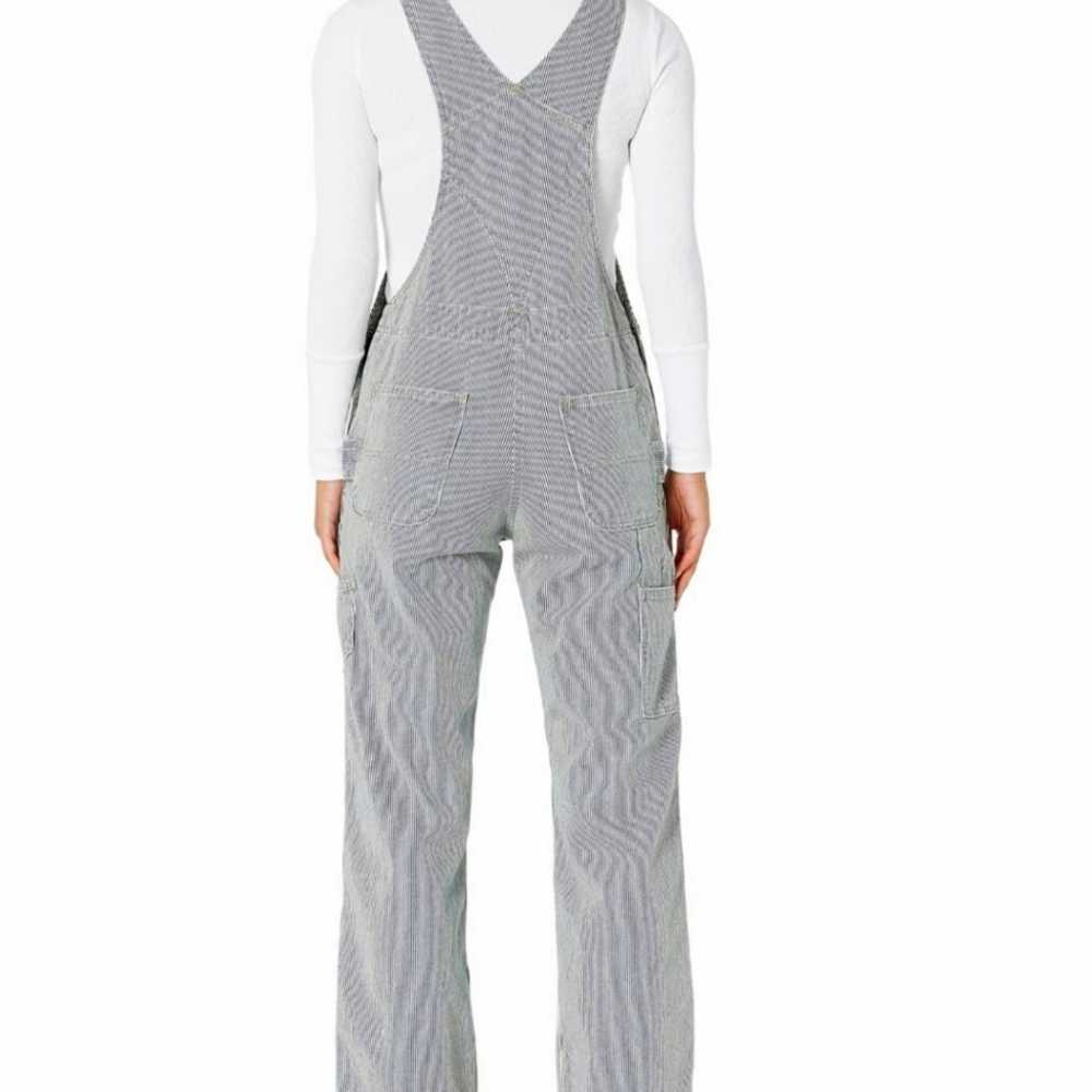 Carhartt RUGGED FLEX® RELAXED FIT DENIM RAILROAD STRIPE BIB OVERALLS - Picture 9 of 14